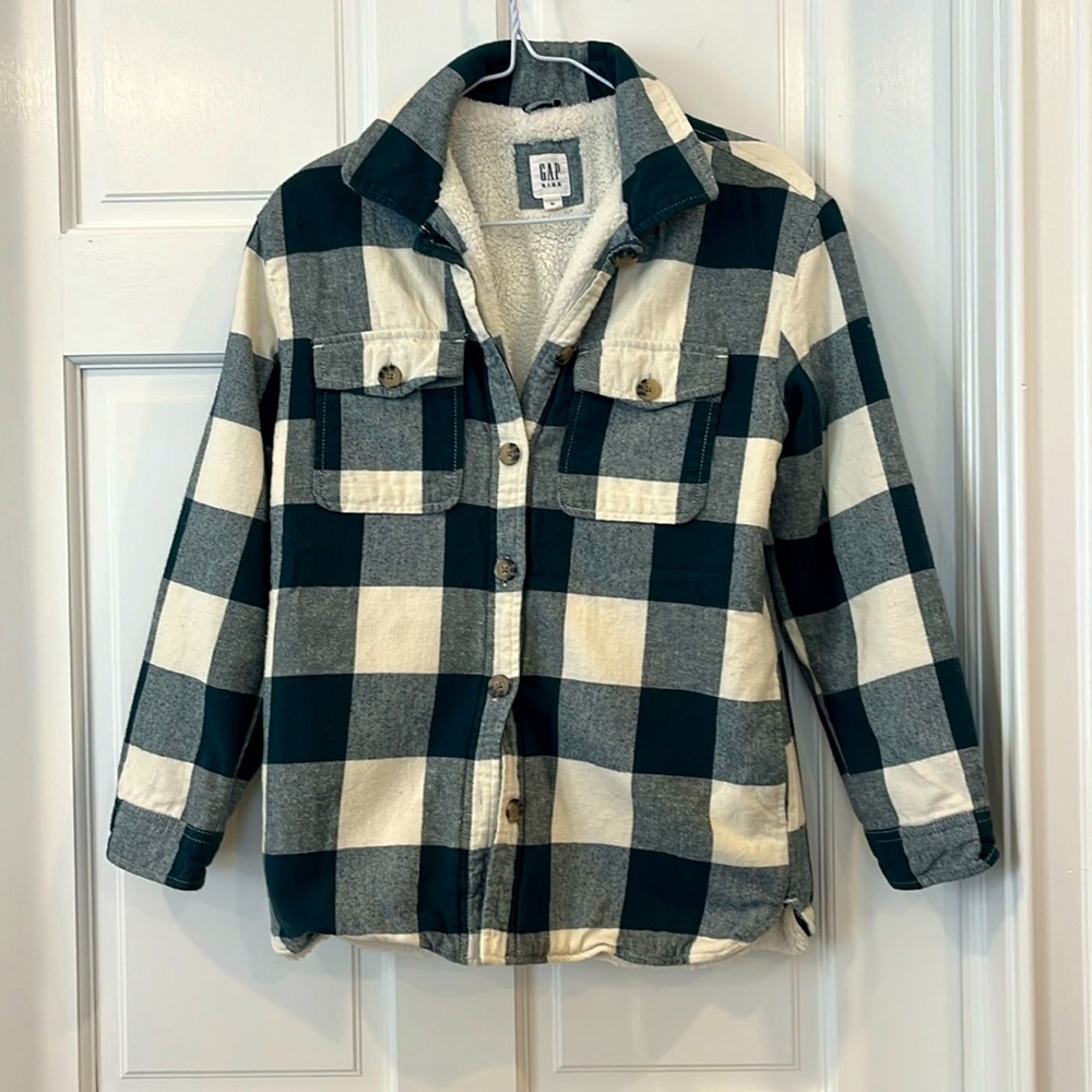 GapKids plaid shearling lined shacket